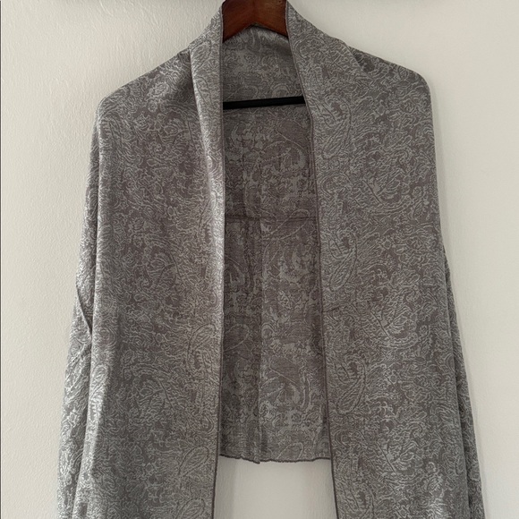 Pashmina Silk Silver Grey Jacquard Scarf Wrap 72x28 inches - Picture 3 of 9